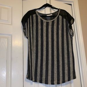 Black/White Sheer Shoulder and Bow on Back